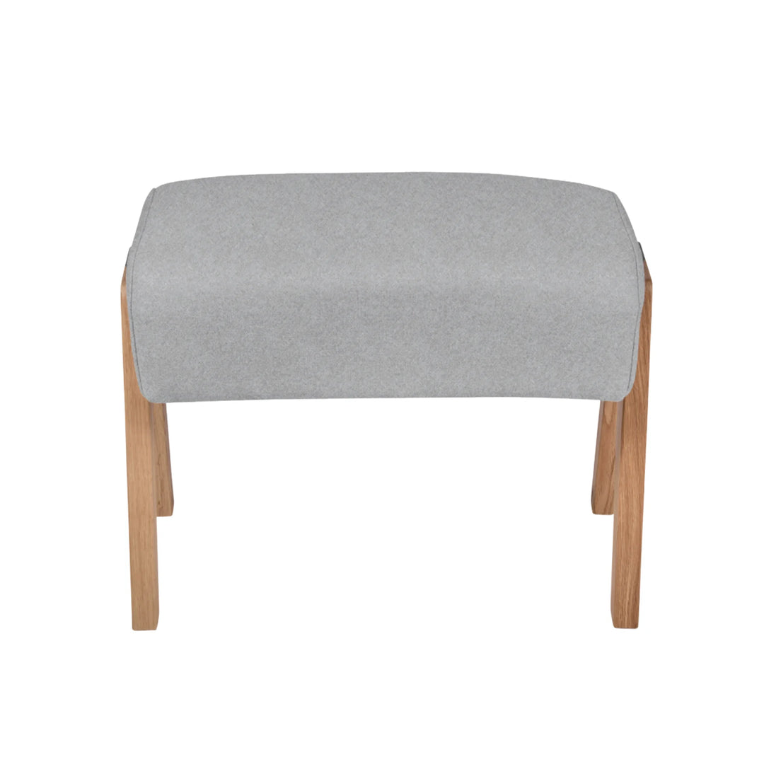 Dusk upholstered Hera Footstool front on shot on white background.