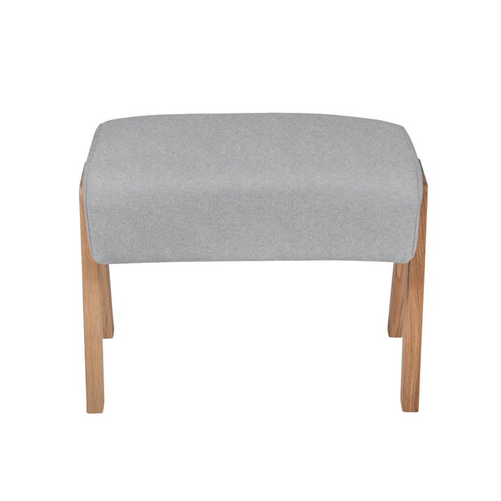 Dusk upholstered Hera Footstool front on shot on white background.
