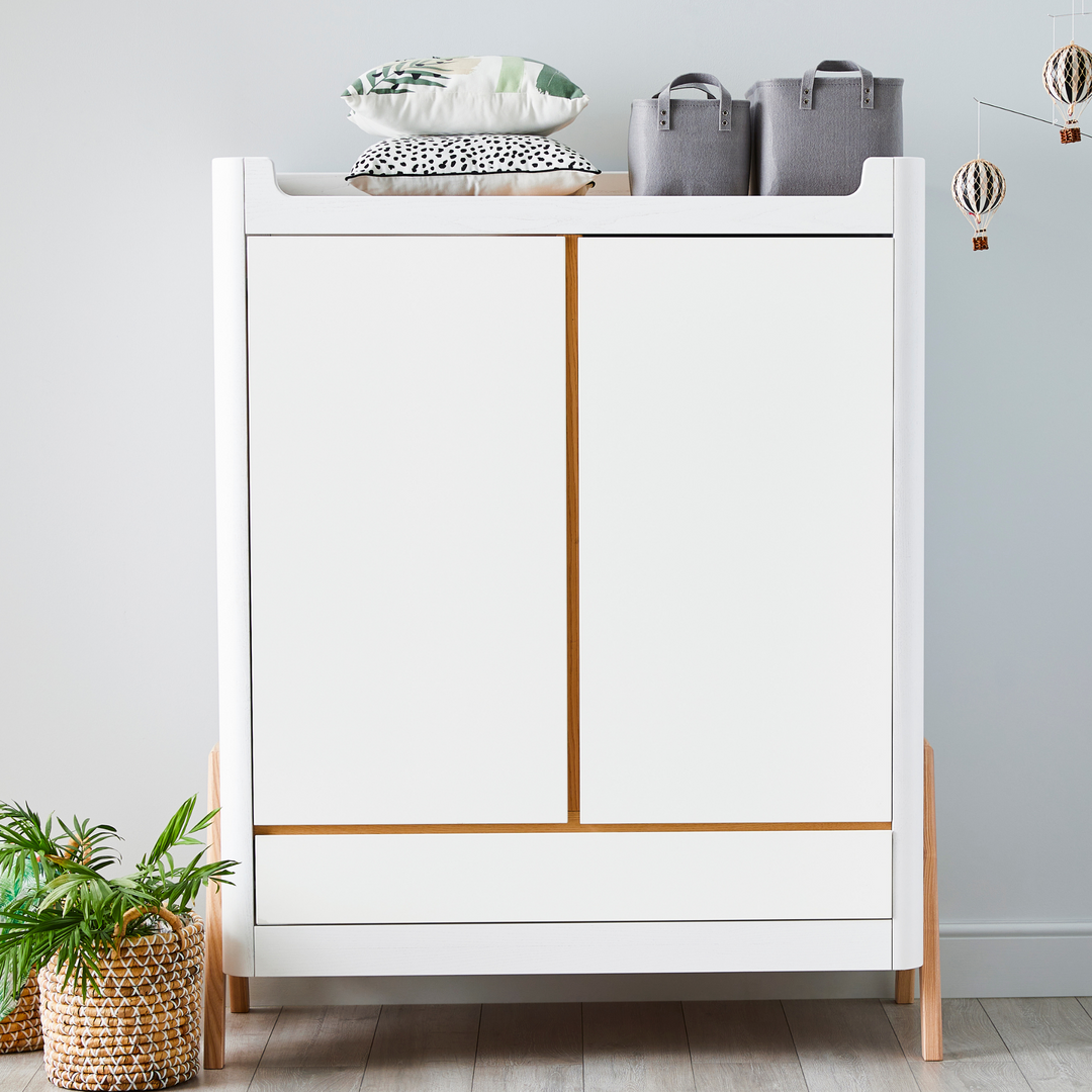 Lifestyle image of Gaia Baby Hera Wardrobe in Scandi White and Natural