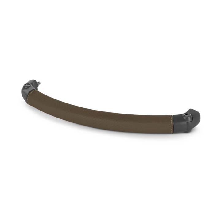 This is a product shot of the UPPAbaby moss leather bumper bar on a white background.
