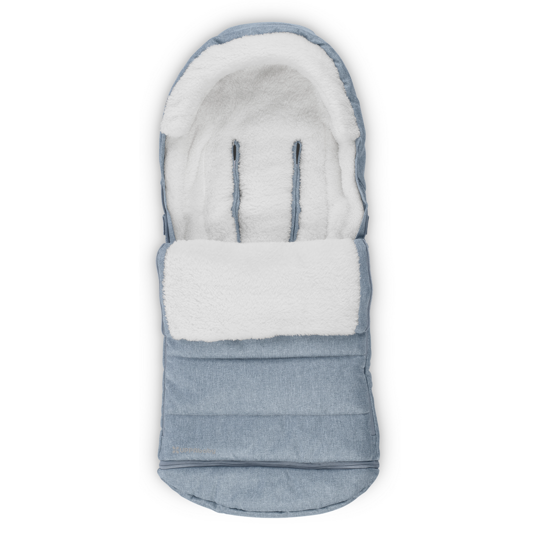 UPPAbaby Footmuff in Gregory with a soft fluffy interior