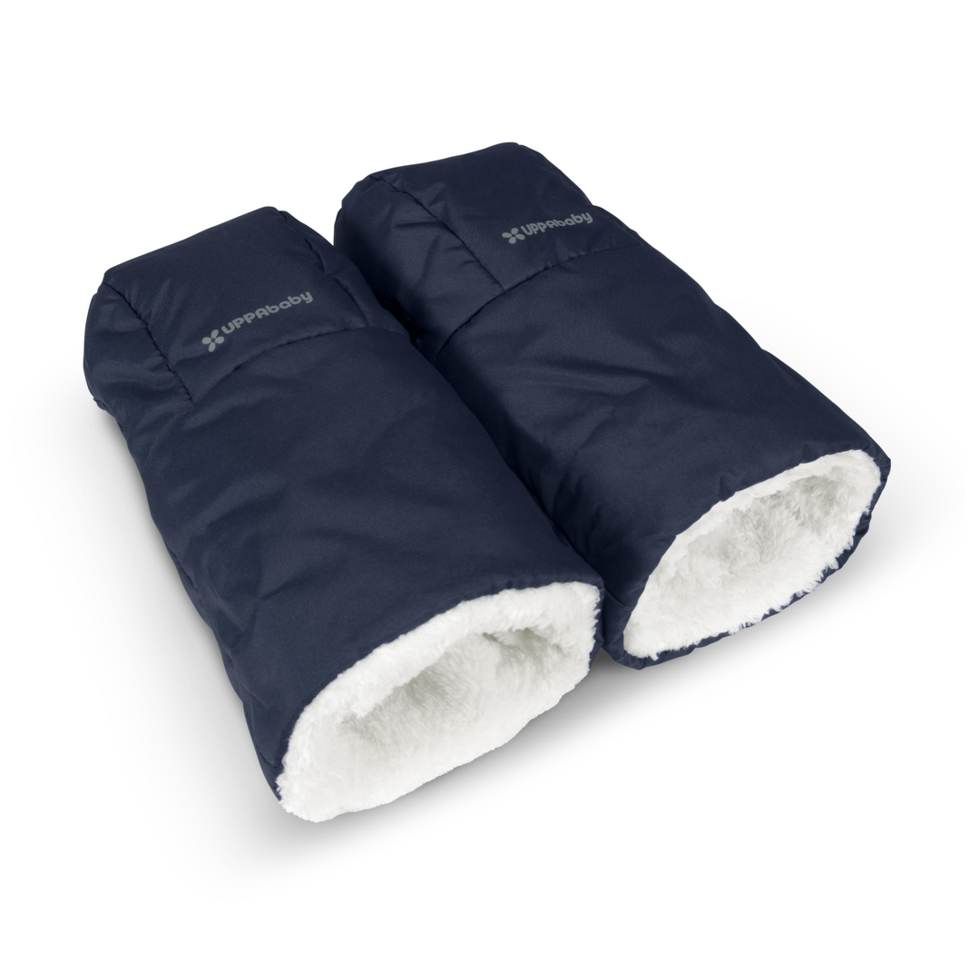 UPPAbaby CozyHandmuffs in Noa, a navy fabric with cosy fleece inner lining