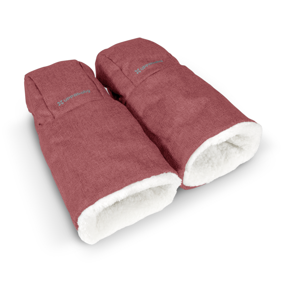 UPPAbaby CozyHandmuffs in Lucy, a rosewood melange fabric with fleece inner lining