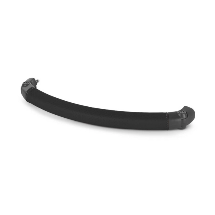 This is a product image of a bumper bar with black leather on a white background.