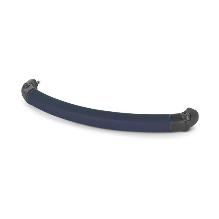 This image is a product shot of the replacement bumper bar with a navy leather cover.