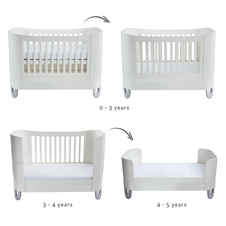 Serena Cot Bed All White age stages newborn to 5 years