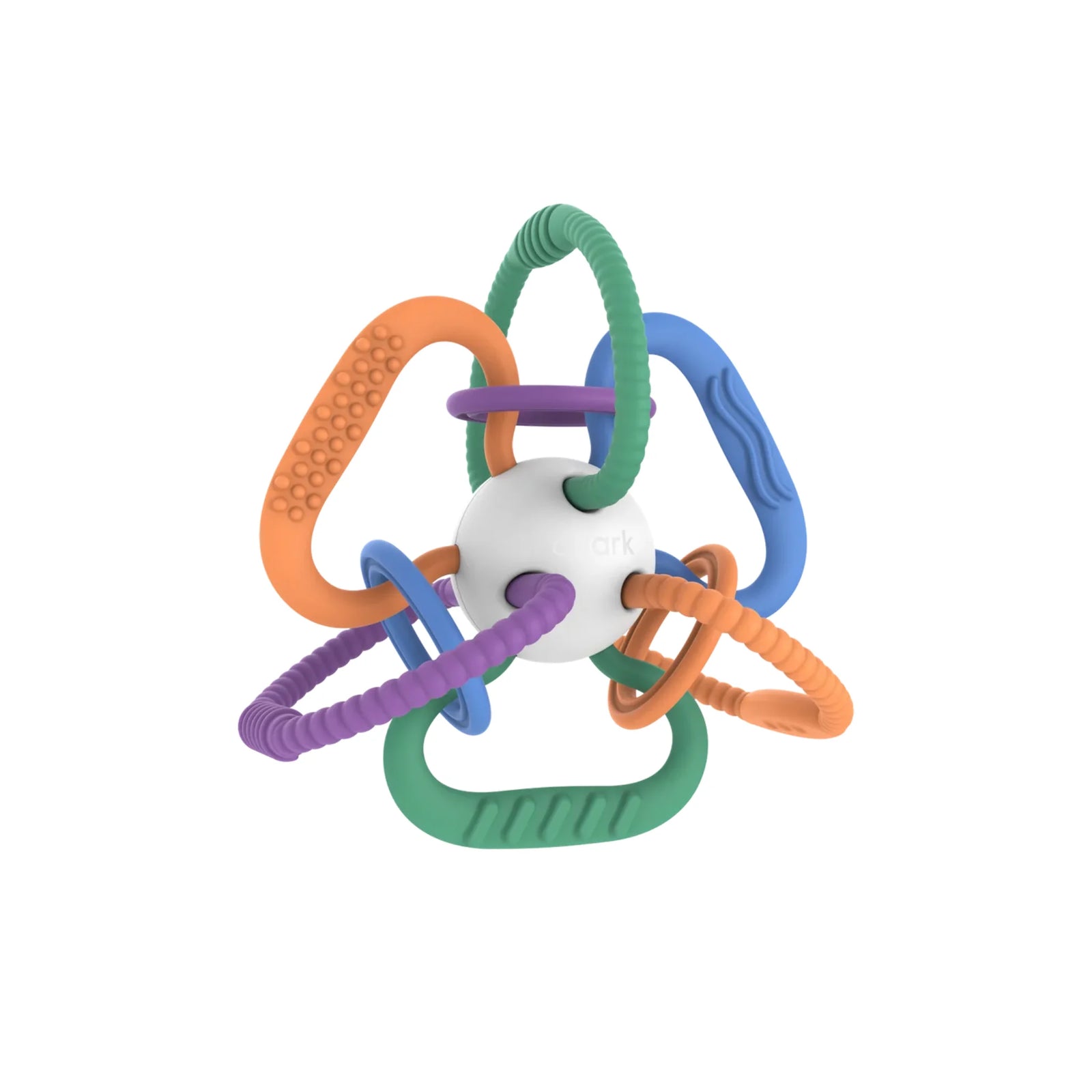 Thiingy by Quark – colorful silicone baby teething toy with interlocking textured rings for sensory play, soothing gum relief, and motor skill development – BPA-free and baby-safe