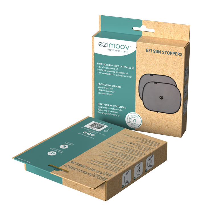 Ezimoov Sun Stoppers suction to car window to block children and babies from the sun