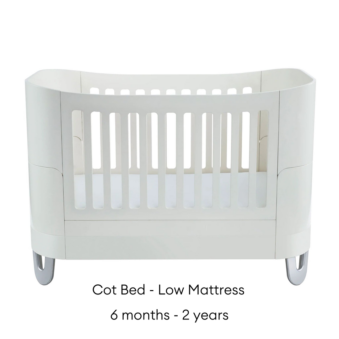 Serena Cot Bed All White low mattress 6 months to 2 years