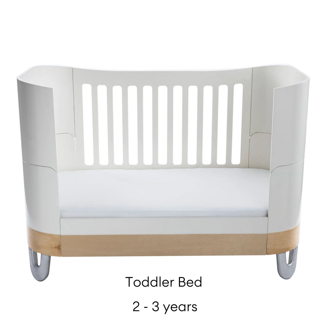 Serena Cot Bed White and Natural Toddler Bed 2 years to 3 years