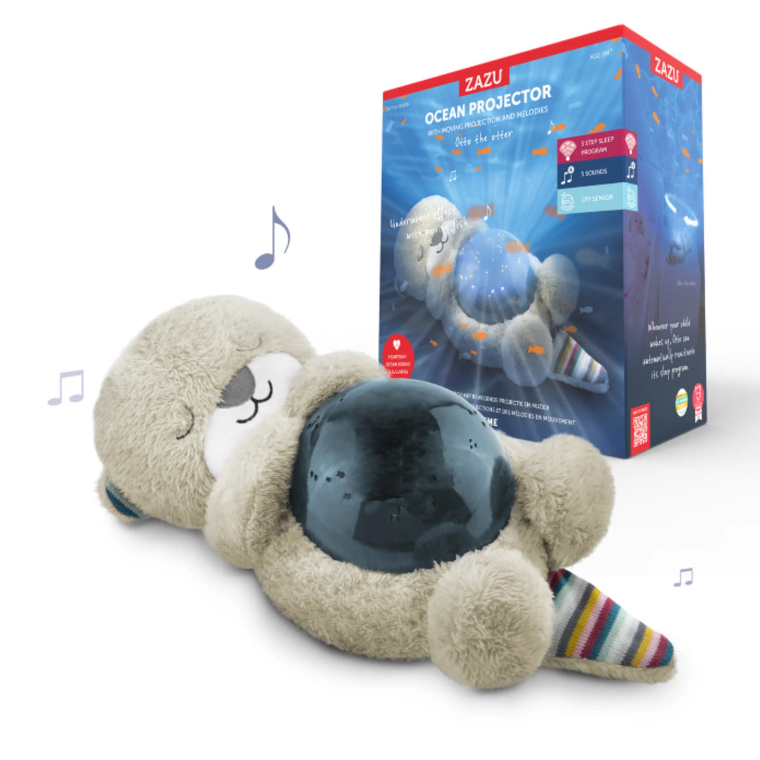 ZAZU Otto the Otter ocean projector night light plush with projector dome and retail gift box