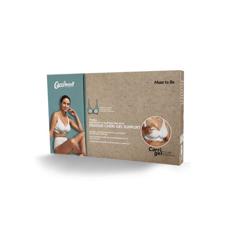 This image is a box for the Gel Support Padded Maternity Nursing Bra.