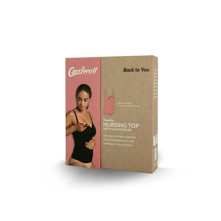 This image shows the front of the packaging for the Carriwell nursing top.