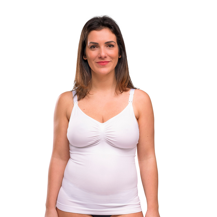 This image shows the nursing top on a smiling mum.