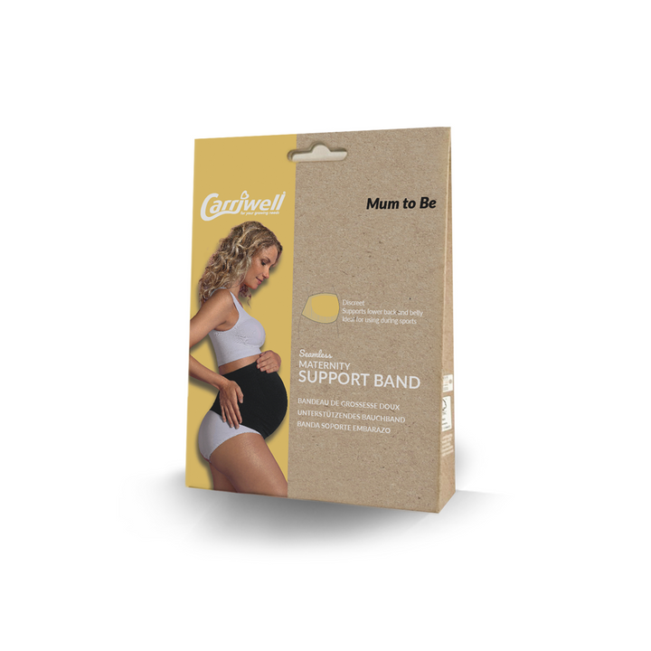 This is a shot of the front of the box for the Carriwell Seamless Maternity Support Band