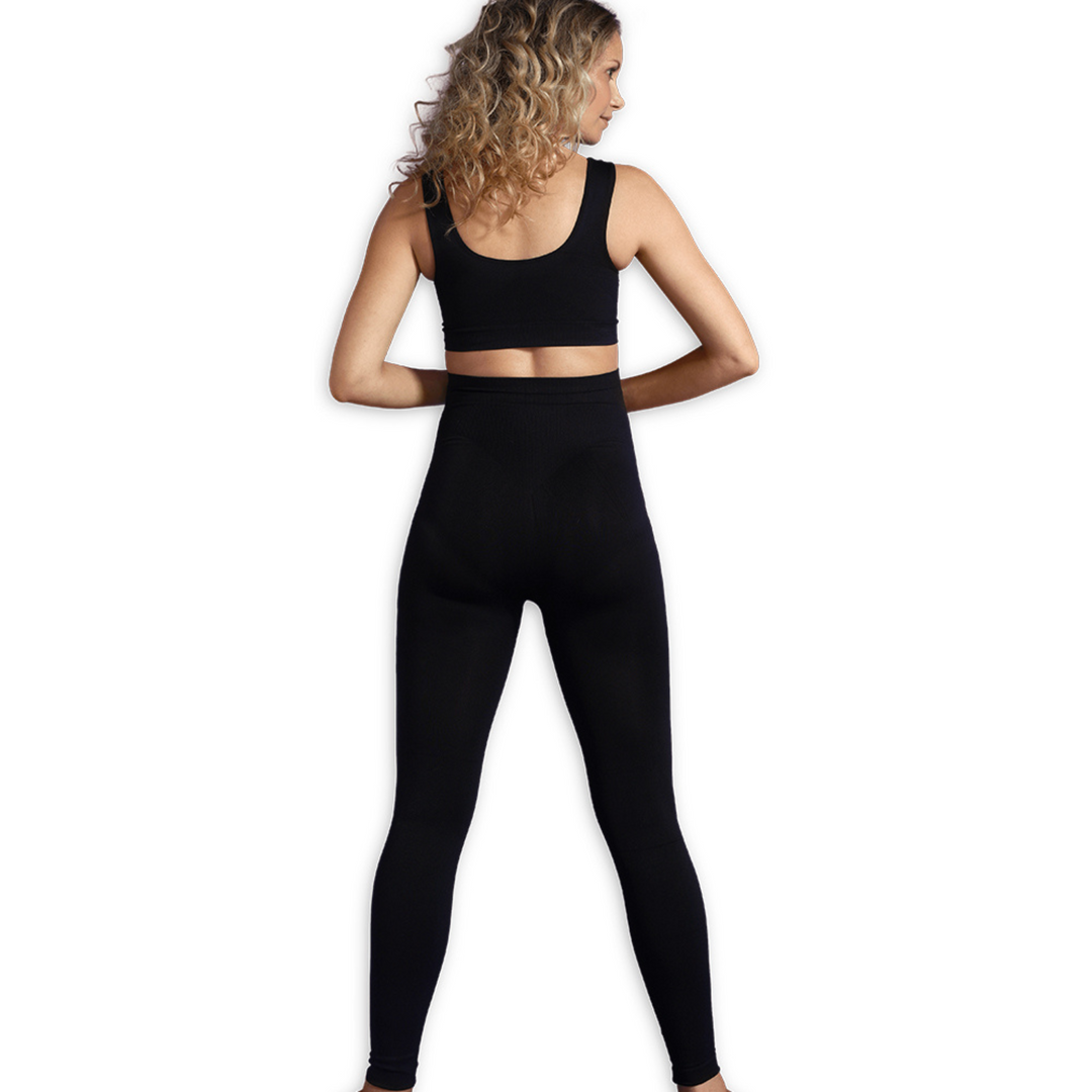 This is an image of the back of the Carriwell leggings on a model.