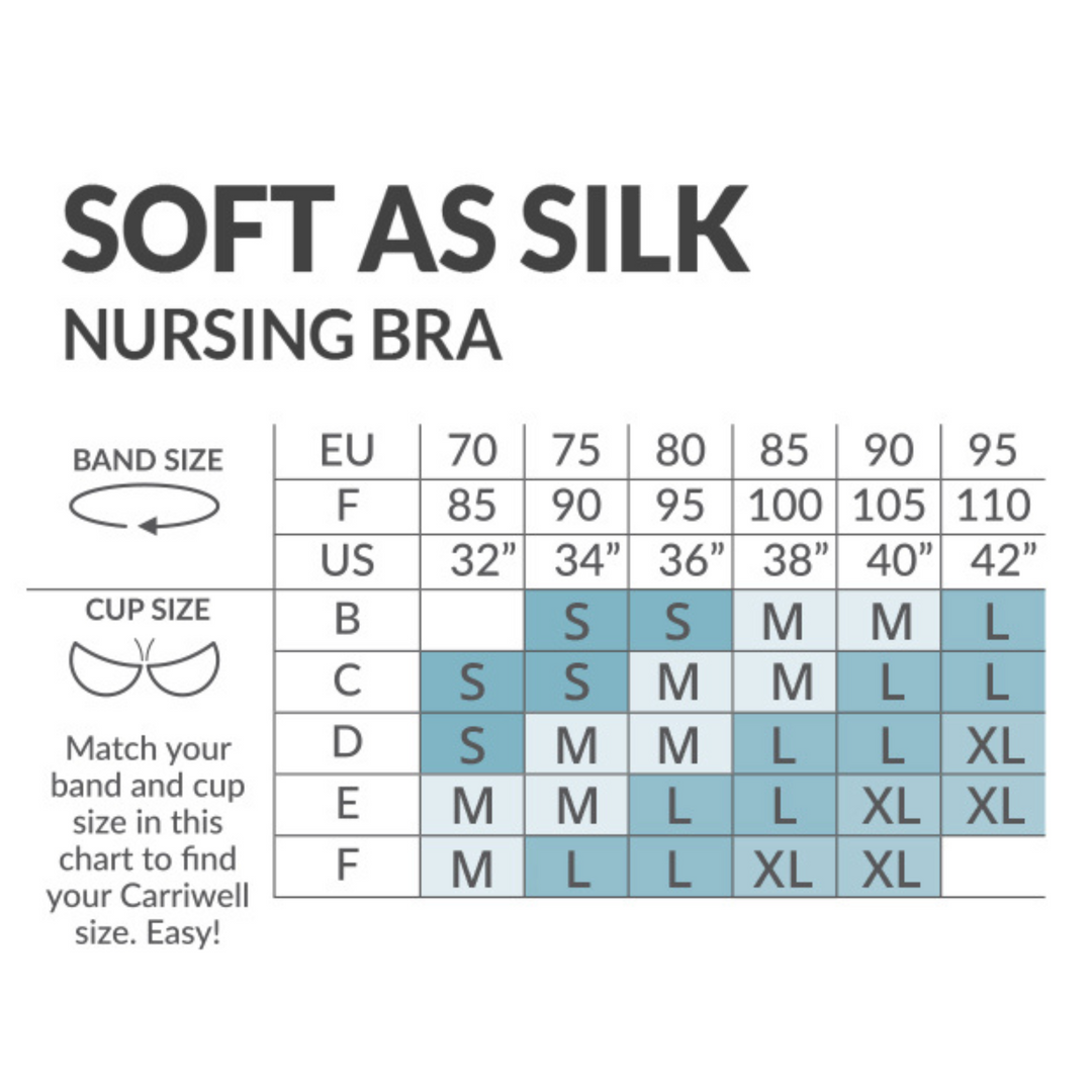 Carriwell Soft As Silk Nursing Breastfeeding Bra size chart