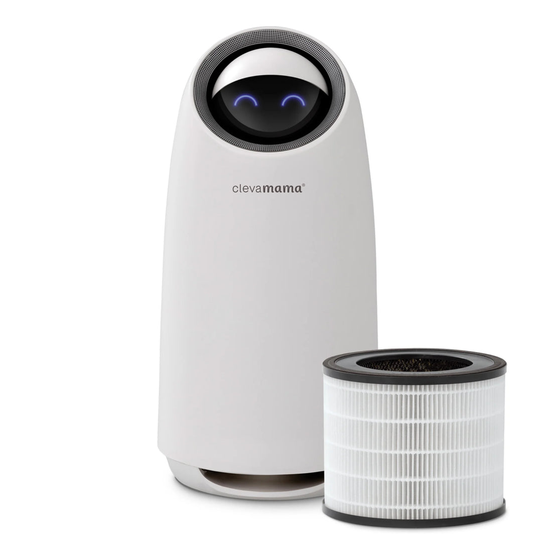 ClevaMama ClevaPure Air Purifier with medical-grade HEPA H13 replacement filter — removes 99.95% of airborne allergens, dust, pollen, bacteria, mould, and odours for clean, healthy indoor air.
