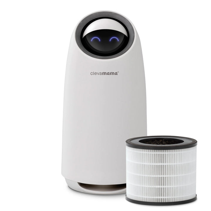 ClevaMama ClevaPure Air Purifier with medical-grade HEPA H13 replacement filter — removes 99.95% of airborne allergens, dust, pollen, bacteria, mould, and odours for clean, healthy indoor air.