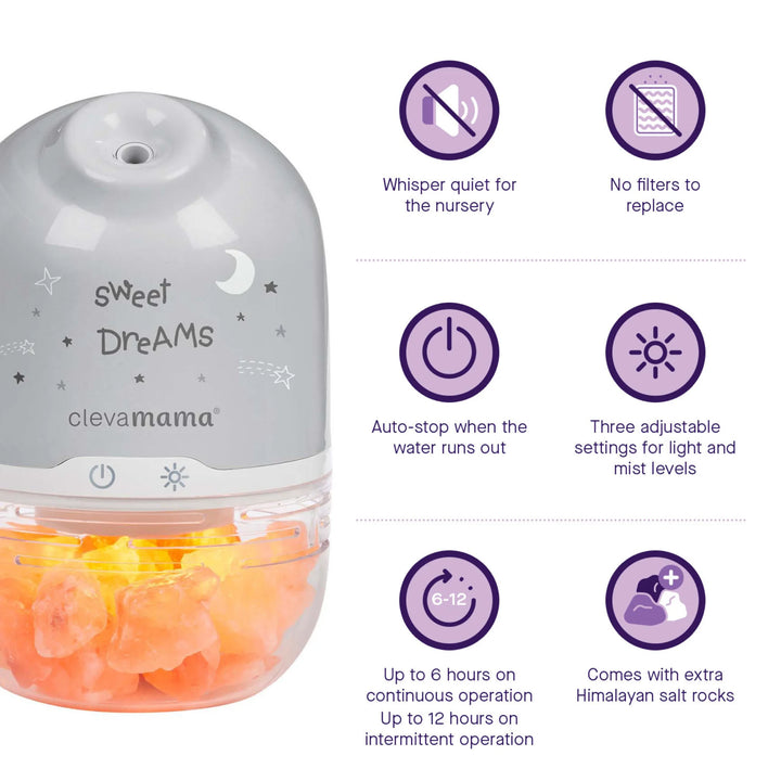ClevaMama | ClevaPure™ Himalayan Salt Lamp, Humidifier & Night Light