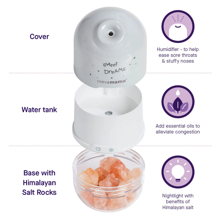 ClevaMama | ClevaPure™ Himalayan Salt Lamp, Humidifier & Night Light
