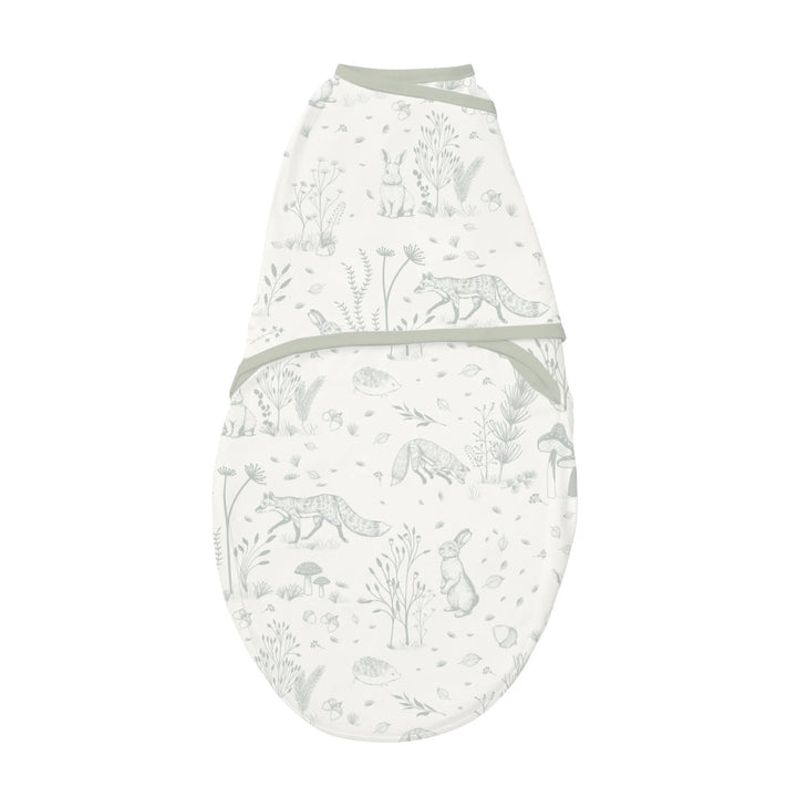 ClevaMama ClevaSleep swaddle sleeping bag in Forest Friends woodland animal print, newborn baby sleep sack