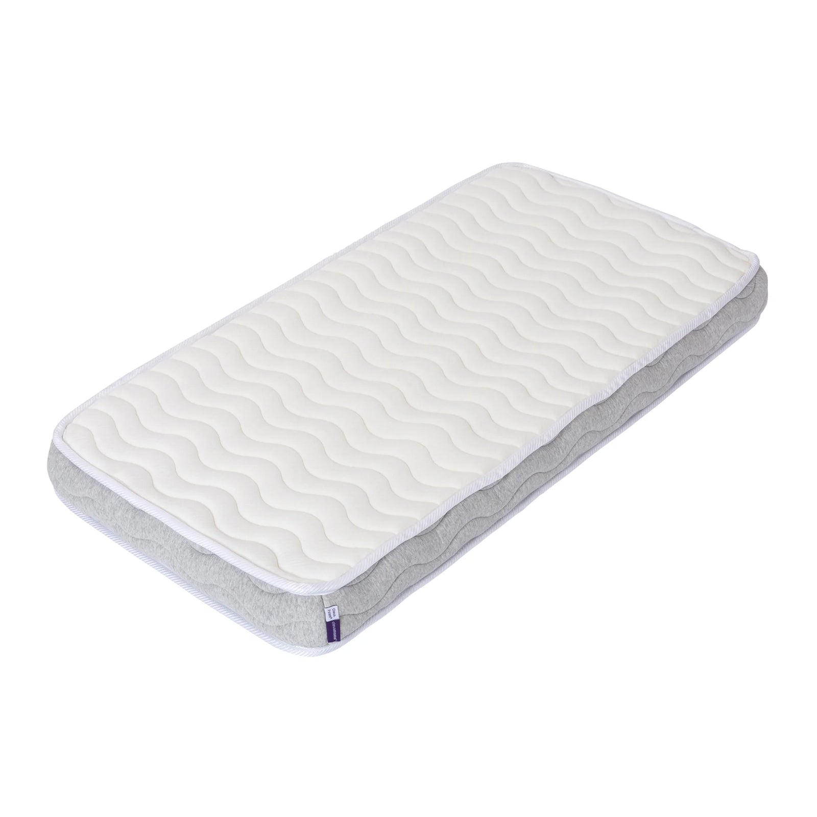 “ClevaMama Premium Deluxe ClevaFoam Pocket Sprung Mattress — high-quality baby cot mattress with breathable ClevaFoam layer and individual pocket springs for superior comfort, support, and airflow; features soft quilted white top and grey side panels