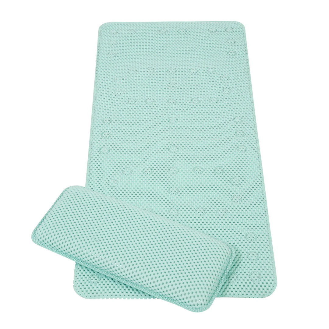ClevaMama XL bath mat with kneeling cushion, light blue, on white background