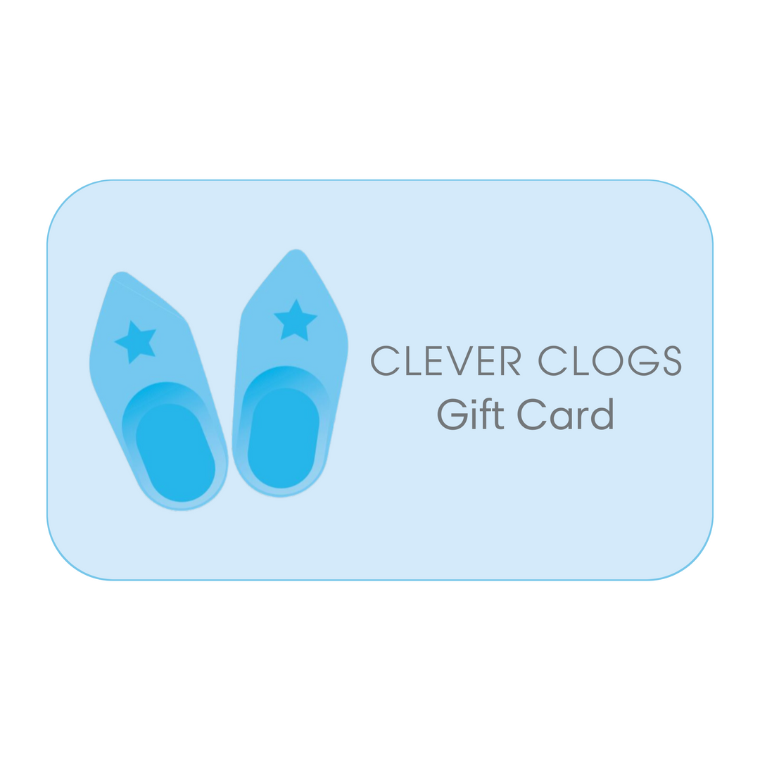 This is an image showing the Clever Clogs Logo on a gift card