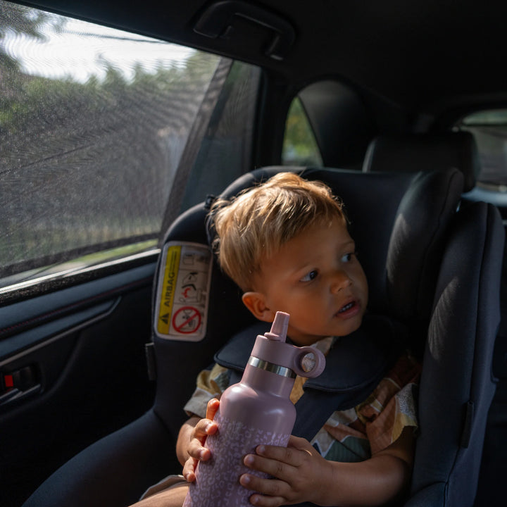 This image shows the sun shade installed on the car from the inside.