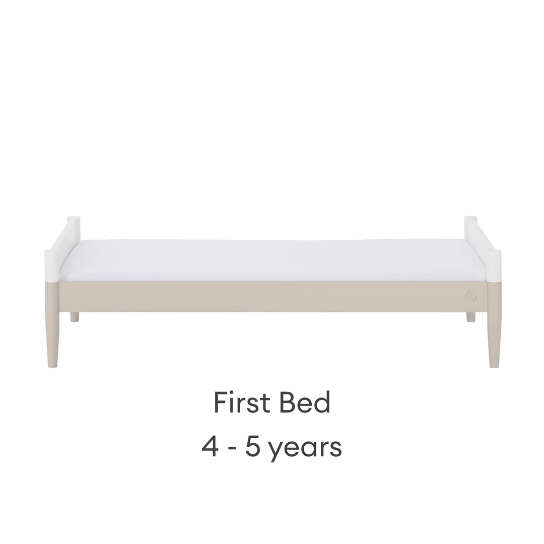 Gaia Baby Eos convertible cot bed transformed into first bed white and cashmere toddler bed 4 to 5 years with safety sides