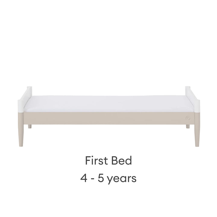 Gaia Baby Eos convertible cot bed transformed into first bed white and cashmere toddler bed 4 to 5 years with safety sides