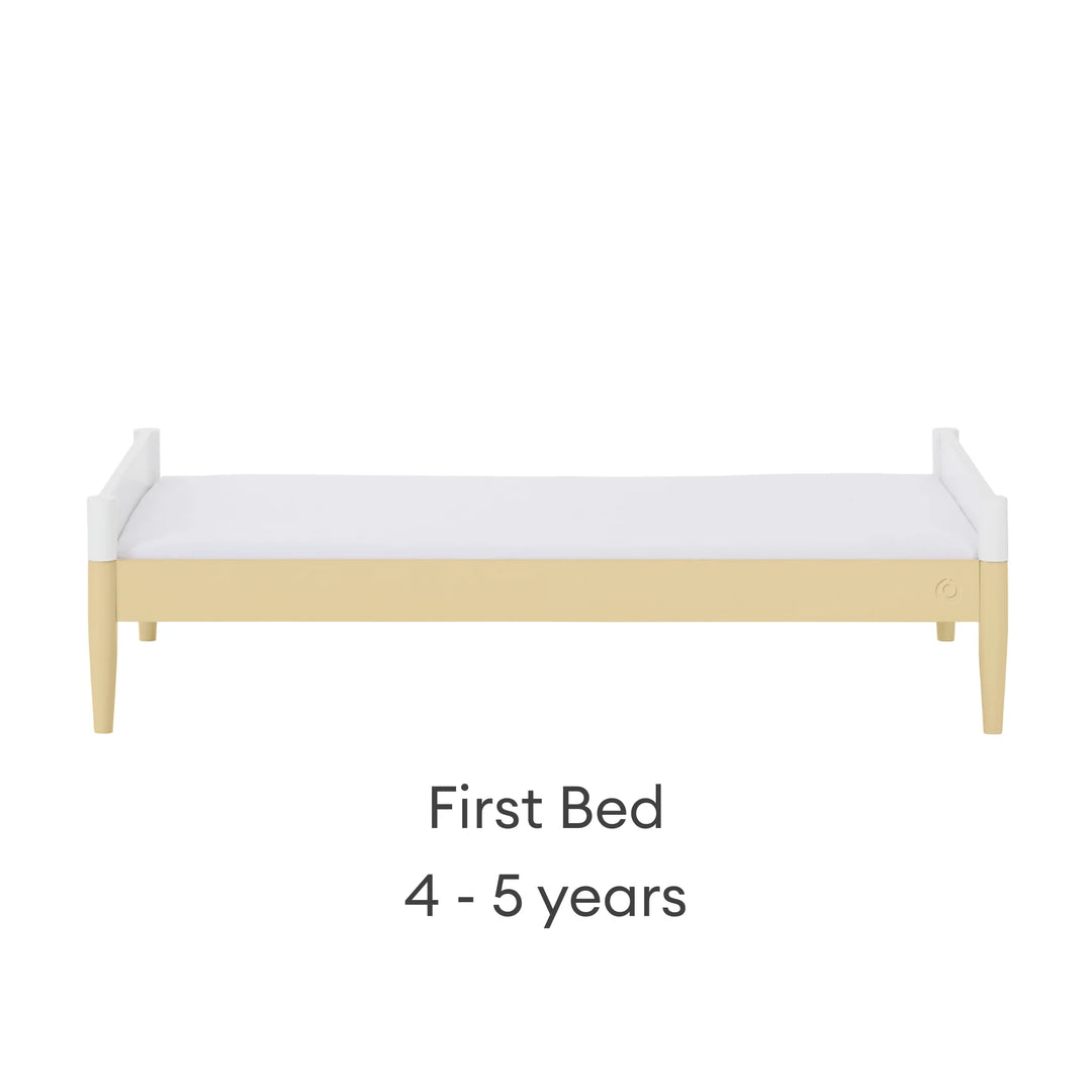 Gaia Baby Eos first bed in white and yellow for child 4–5 years on a white background