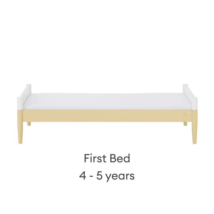 Gaia Baby Eos first bed in white and yellow for child 4–5 years on a white background