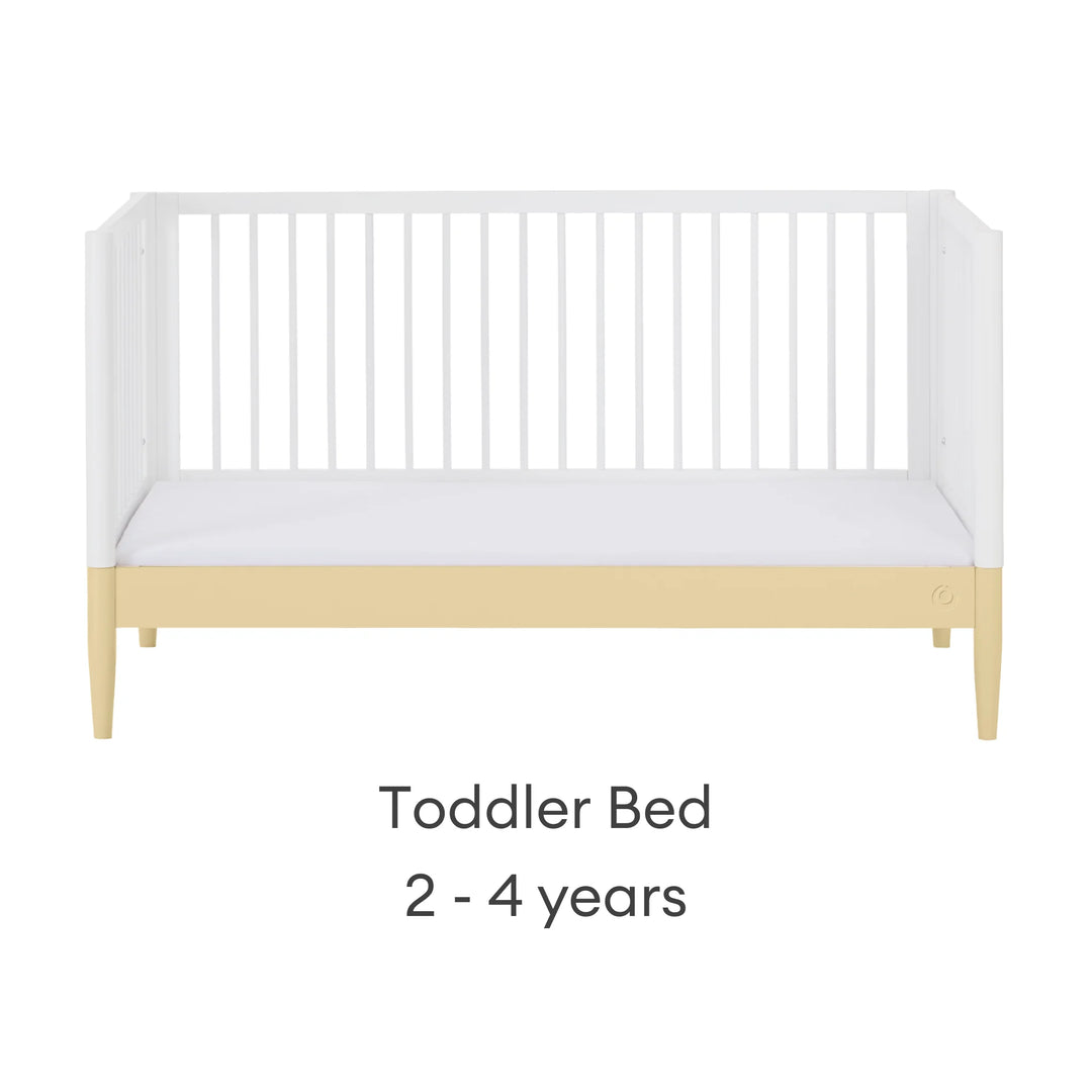 Gaia Baby Eos toddler bed in white and yellow for child 2–4 years on a white background