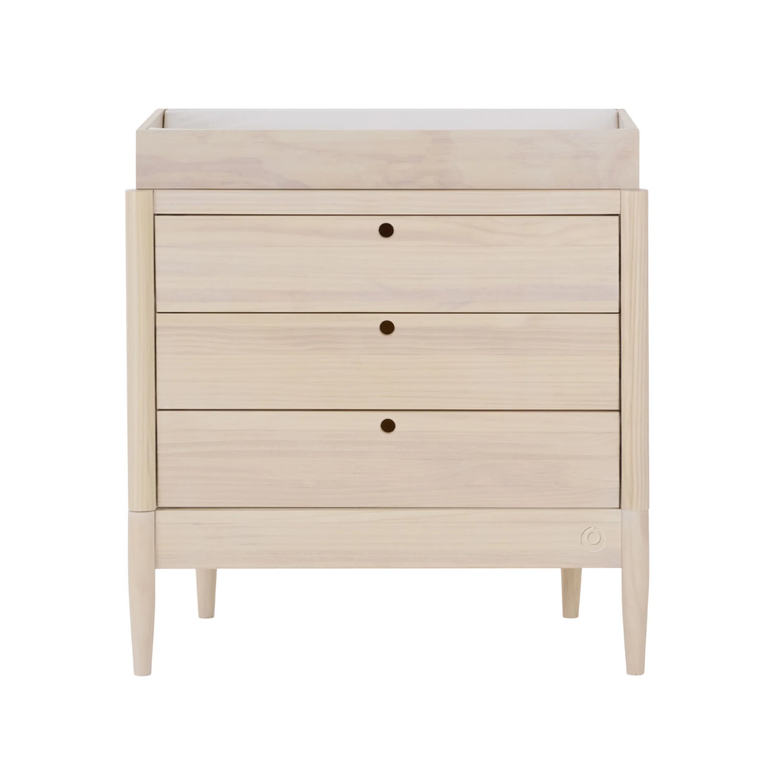 Gaia Baby Eos dresser in natural wood with changing top, front view