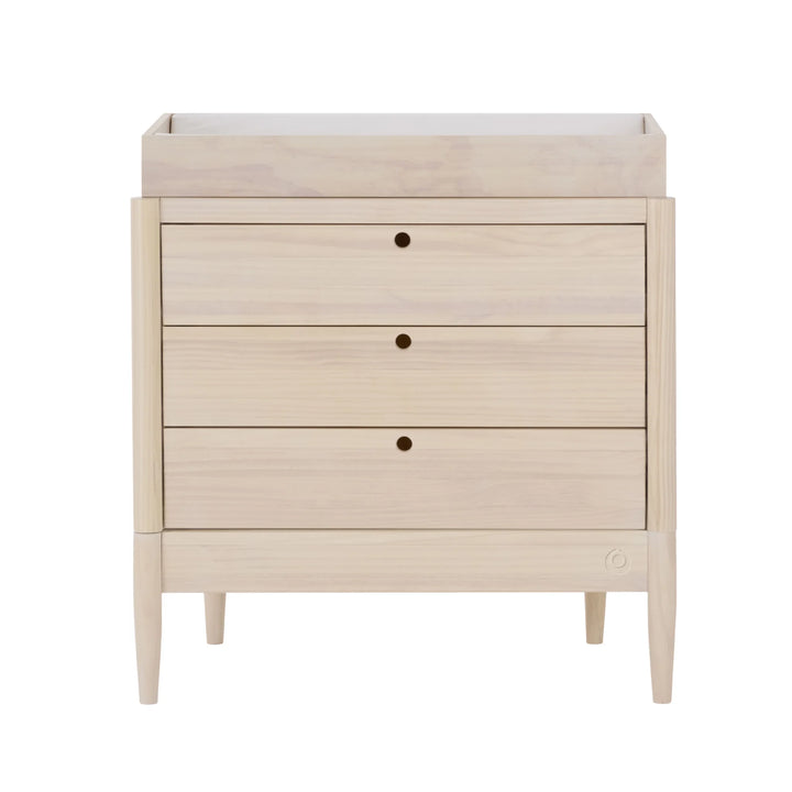 Gaia Baby Eos dresser in natural wood with changing top, front view