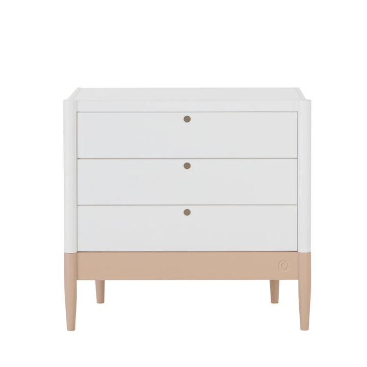 Gaia Baby Eos dresser in white and powder blush without changing top front view on white background