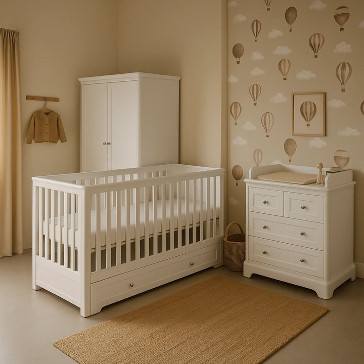 Gaia Baby | Leto Cot Bed, Dresser & Wardrobe Room Set