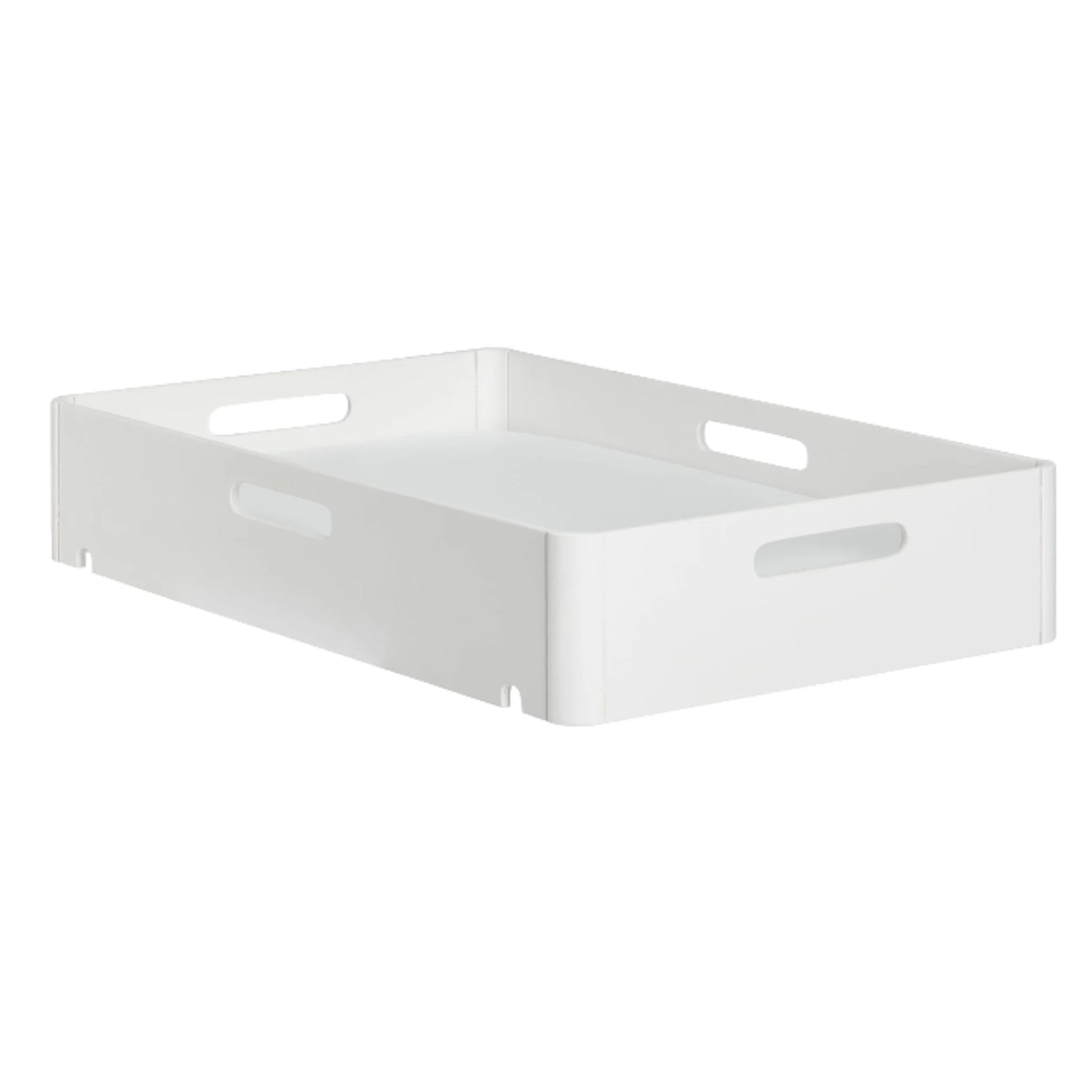 Gaia Baby Hera white changing station tray with raised sides and ergonomic carry handles, designed to fit securely on nursery dressers for safe baby changing.