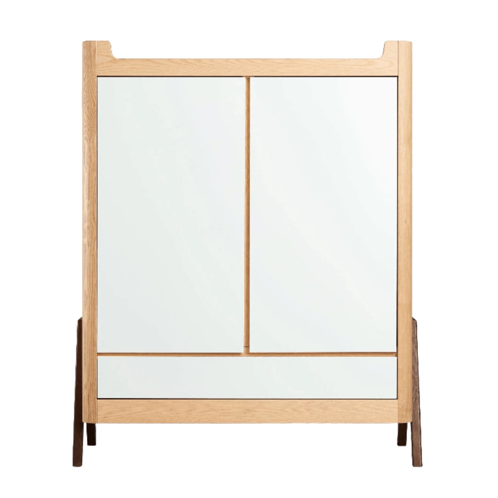 Gaia Baby Hera wardrobe in Natural Ash and Walnut finish, modern two-door nursery storage unit with minimalist Scandinavian design and solid wood detailing.