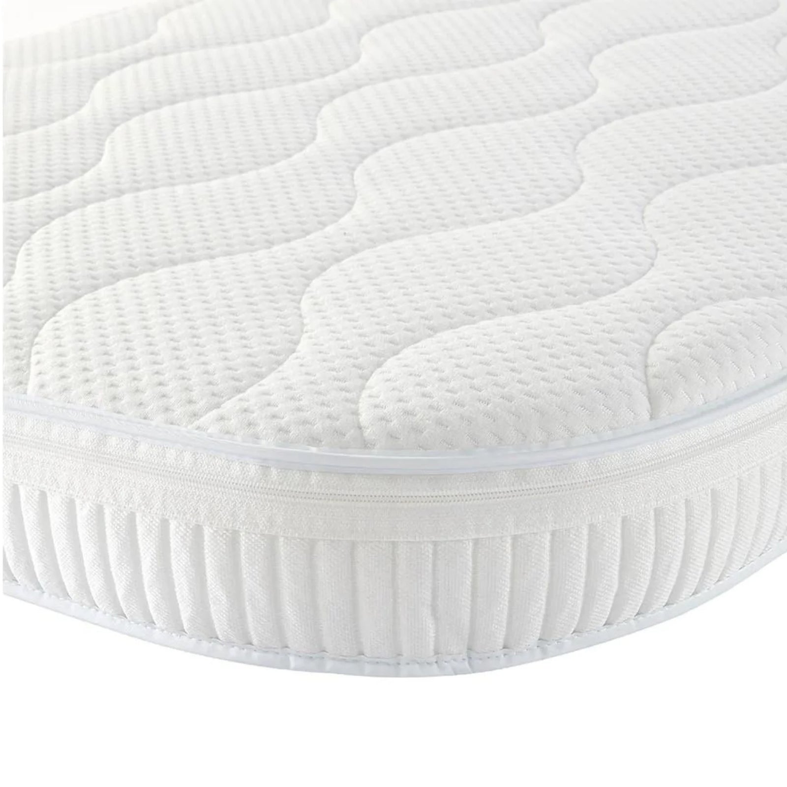 Gaia Baby Serena cot bed mattress in white with quilted surface detail