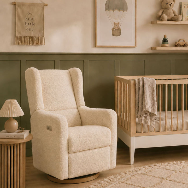 Lyra Electric Recliner Nursing Chair Biscuit Boucle