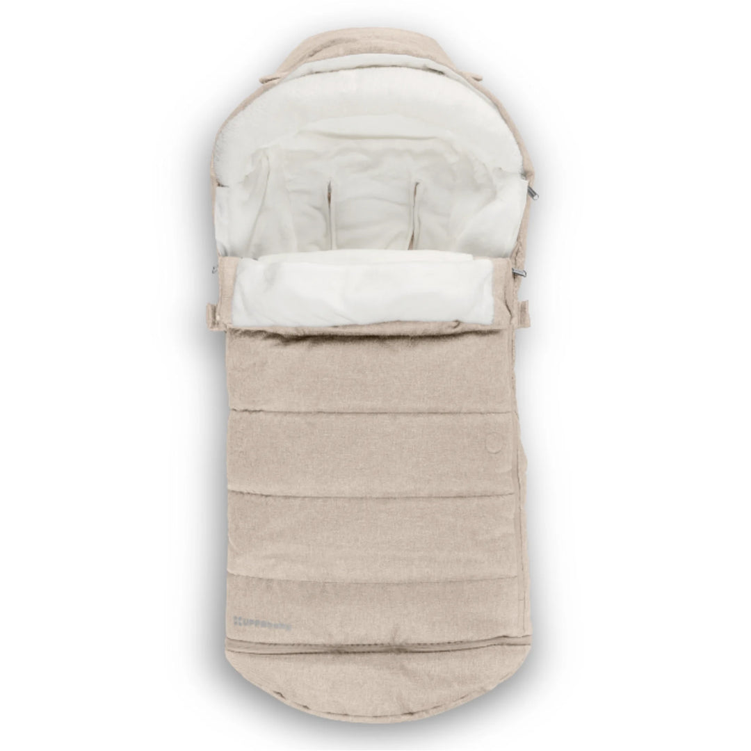 UPPAbaby 2-in-1 Seasonal Cozy Ganoosh footmuff in Liam beige, premium stroller footmuff with plush fleece lining, windproof and water-repellent outer, zip-out liner and extendable design for year-round pushchair comfort.