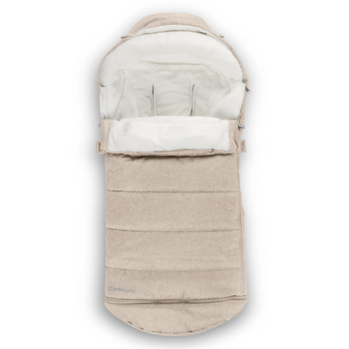 UPPAbaby 2-in-1 Seasonal Cozy Ganoosh footmuff in Liam beige, premium stroller footmuff with plush fleece lining, windproof and water-repellent outer, zip-out liner and extendable design for year-round pushchair comfort.