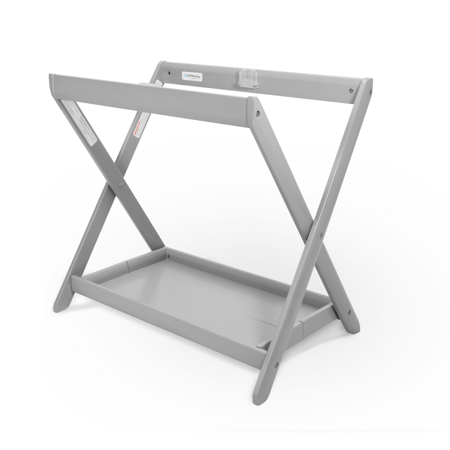 Product shot of the UPPAbaby Grey Carrycot stand with no bassinet attached.