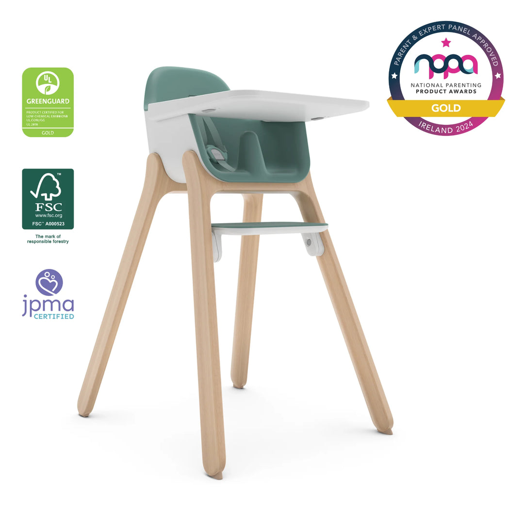Award-winning UPPAbaby Ciro high chair in Emrick with GREENGUARD gold, NPPA gold, JPMA and FSC certifications.