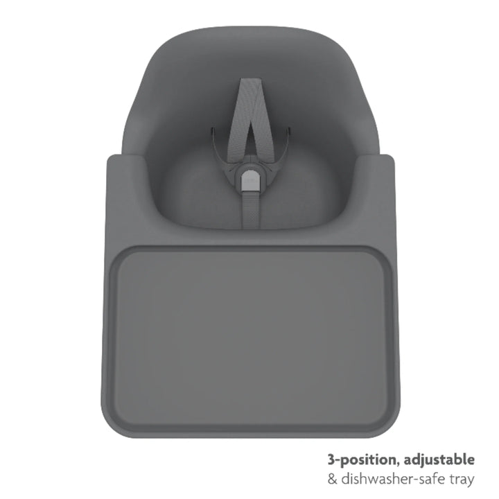 UPPAbaby Ciro High Chair Jake in charcoal grey showing top view of 3-position adjustable, dishwasher-safe tray and ergonomic baby seat with safety harness.