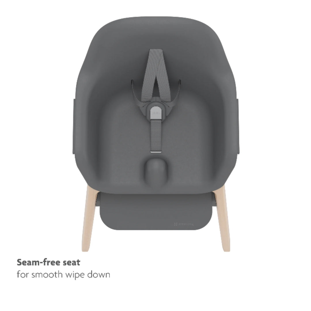 UPPAbaby Ciro High Chair Jake featuring seamless, wipe-clean seat design with integrated 5-point harness and natural wood legs.