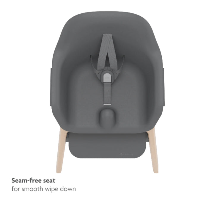 UPPAbaby Ciro High Chair Jake featuring seamless, wipe-clean seat design with integrated 5-point harness and natural wood legs.